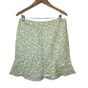 Ann Taylor LOFT Size 12P Skirt NEW Petite Linen Floral Cottagecore Flounce Hem